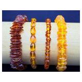 Exceptional Suite of Genuine Baltic Amber Bracelets – Four Distinctive Tones and Cuts