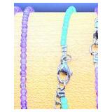 Luxury Set of 9 Dainty Gemstone Jewelry Pieces - Genuine Amethyst & Amazonite - Adjustable Stainless Steel Finish