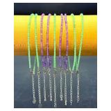 Luxury Set of 9 Dainty Gemstone Jewelry Pieces - Genuine Amethyst & Amazonite - Adjustable Stainless Steel Finish