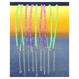 Luxury Set of 9 Dainty Gemstone Jewelry Pieces - Genuine Amethyst & Amazonite - Adjustable Stainless Steel Finish