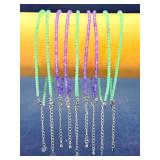 Luxury Set of 9 Dainty Gemstone Jewelry Pieces - Genuine Amethyst & Amazonite - Adjustable Stainless Steel Finish