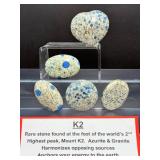 Collection: Five Premium Hand-Polished K2 Stone Specimens (Granite & Azurite)