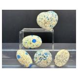 Collection: Five Premium Hand-Polished K2 Stone Specimens (Granite & Azurite)