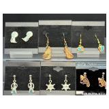 Lot of 6 Handcrafted Western & Wildlife Earrings | Wolf, Eagle, & Sheriff Themes