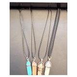 Lot of 9 Healing Crystal Point Necklaces:  Jasper, Aventurine, Obsidian & More