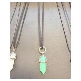 Lot of 9 Healing Crystal Point Necklaces:  Jasper, Aventurine, Obsidian & More