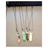 Lot of 9 Healing Crystal Point Necklaces:  Jasper, Aventurine, Obsidian & More