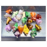 Bulk DIY Healing Crystal Necklace Kit - Heart & Hexagonal Point Gemstone Set