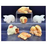 Vibrant Hand-Carved Onyx & Banded Calcite Figurine Set – 7 Unique Totems