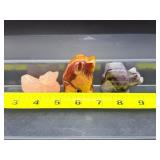 Set of 3 Hand-Carved Gemstone Animal Figurines | Rose Quartz, Amethyst & Red Jasper