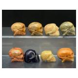 Hand-Carved Gemstone Skulls – Set of 8 Natural Crystal Collectibles
