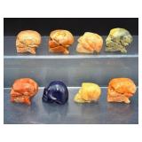 Hand-Carved Gemstone Skulls – Set of 8 Natural Crystal Collectibles