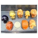 Hand-Carved Gemstone Skulls – Set of 8 Natural Crystal Collectibles