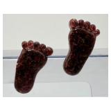 Hand-Carved Obsidian Angel Wings & Custom Garnet Resin Baby Feet Memorial Set