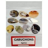 10pc Mixed Agate Cabochon Lot – Botswana, Banded, & Geode Slices – Polished Lapidary Mix
