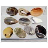 10pc Mixed Agate Cabochon Lot – Botswana, Banded, & Geode Slices – Polished Lapidary Mix