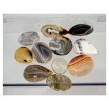 10pc Mixed Agate Cabochon Lot – Botswana, Banded, & Geode Slices – Polished Lapidary Mix