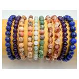 Exquisite Curated Collection of 10 Premium Natural Gemstone Bracelets – Hand-Polished 8mm-10mm Beads – High-Quality Metaphysical & Fashion Statement Set
