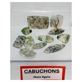 Natural Dendritic Moss Agate Cabochon Collection – 11 Piece Hand-Polished Gemstone Lot