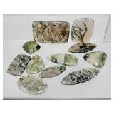 Natural Dendritic Moss Agate Cabochon Collection – 11 Piece Hand-Polished Gemstone Lot