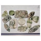 Natural Dendritic Moss Agate Cabochon Collection – 11 Piece Hand-Polished Gemstone Lot