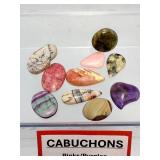 Curated Lot: 10pc Mixed Gemstone Cabochon Lot - Amethyst, Jasper, Fluorite & More