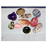 Curated Lot: 10pc Mixed Gemstone Cabochon Lot - Amethyst, Jasper, Fluorite & More
