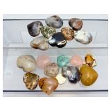½ Kilo Bulk Lot Natural Polished Crystal Puffy Hearts - Mixed Gemstones - 18pc Assortment - Reiki & Decor