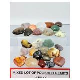 Bulk 1/2 Kilo Mixed Natural Gemstone Hearts - Hand-Polished Puffy Crystal Collection, Assorted Healing Stones & Polished Pocket Worry Stones Lot