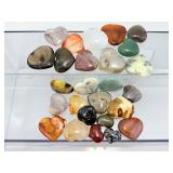 Bulk 1/2 Kilo Mixed Natural Gemstone Hearts - Hand-Polished Puffy Crystal Collection, Assorted Healing Stones & Polished Pocket Worry Stones Lot