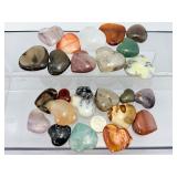 Bulk 1/2 Kilo Mixed Natural Gemstone Hearts - Hand-Polished Puffy Crystal Collection, Assorted Healing Stones & Polished Pocket Worry Stones Lot