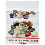 1/2 Kilo Bulk Polished Gemstone Hearts - 20+ Varieties of Natural Healing Crystals