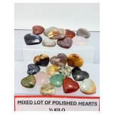 1/2 Kilo Bulk Polished Gemstone Hearts - 20+ Varieties of Natural Healing Crystals