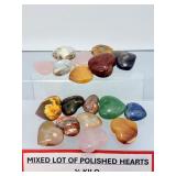 Mixed Lot of Polished Gemstone Hearts - 1/2 Kilo (1.1 lbs) Bulk Crystal Assortment