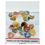 1/2 Kilo Bulk Lot: Premium Natural Mixed Gemstone Hearts – Hand-Polished Pocket Worry Stones & Healing Crystals Set