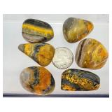 Rare Indonesia Bumblebee Jasper Specimen Set: 6 Large Hand-Polished Volcanic Calcite Tumbled Stones - High-Contrast 'Eclipse' Grade Banding - Ethically Sourced Metaphysical Collector's Lot
