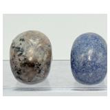 Rare 2pc Crystal Skull Collector Set – UV Reactive Fluorescent Yooperlite & Deep Blue Dumortierite Gemstone Carvings
