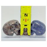 Rare 2pc Crystal Skull Collector Set – UV Reactive Fluorescent Yooperlite & Deep Blue Dumortierite Gemstone Carvings