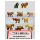 Lot of 10 Hand-Carved Peruvian Soapstone Animal Figurines – Miniature Folk Art Set
