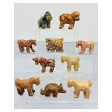 Lot of 10 Hand-Carved Peruvian Soapstone Animal Figurines – Miniature Folk Art Set
