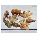 Lot of 10 Hand-Carved Peruvian Soapstone Animal Figurines – Miniature Folk Art Set