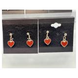 Bulk Lot 8 Pairs Boutique Earrings: Heart Collection & Modern Face Silhouettes | Red & Blue Enamel, Gold & Silver Toned Fashion Jewelry | New On Cards