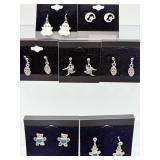 Whimsical Curated Collection: Lot of 7 Pairs Of Silver Tone Earrings - Nature, Celestial, & Novelty Designs