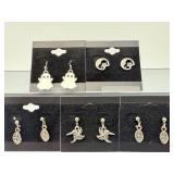 Whimsical Curated Collection: Lot of 7 Pairs Of Silver Tone Earrings - Nature, Celestial, & Novelty Designs
