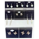 8-Pair Collection of Silver-Tone Boho Fashion Earrings - Whimsical Butterfly, Romantic Heart, & Detailed Feather Designs