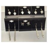 8-Pair Collection of Silver-Tone Boho Fashion Earrings - Whimsical Butterfly, Romantic Heart, & Detailed Feather Designs