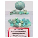 ✨ Natural Amazonite 'Stone of Courage' Collection – Tumbled Stones & Large Polished Sphere ✨