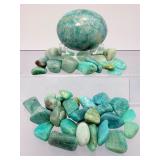 ✨ Natural Amazonite 'Stone of Courage' Collection – Tumbled Stones & Large Polished Sphere ✨
