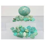 ✨ Natural Amazonite 'Stone of Courage' Collection – Tumbled Stones & Large Polished Sphere ✨