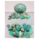 ✨ Natural Amazonite 'Stone of Courage' Collection – Tumbled Stones & Large Polished Sphere ✨